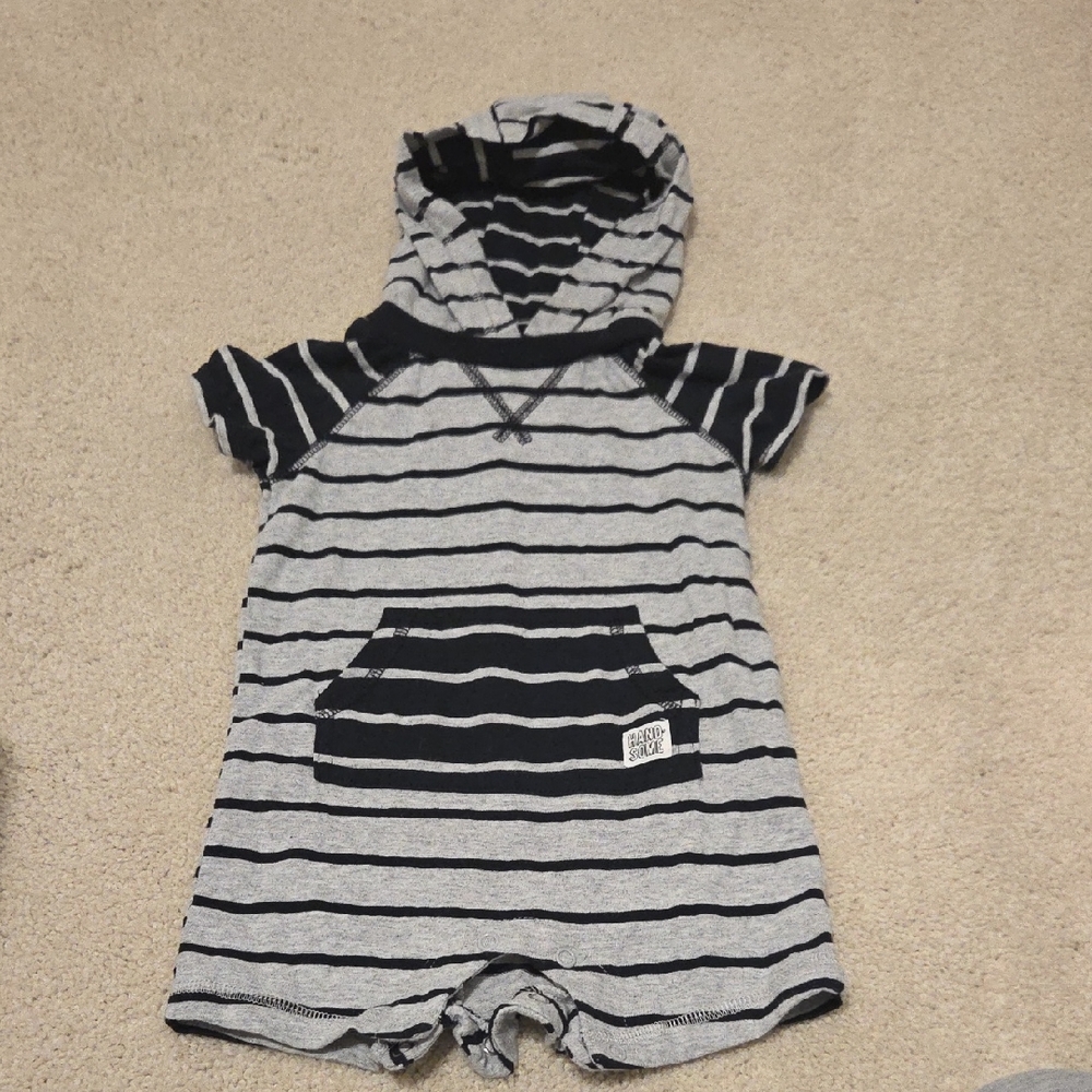 Carter's Black and Gray Striped Baby Romper